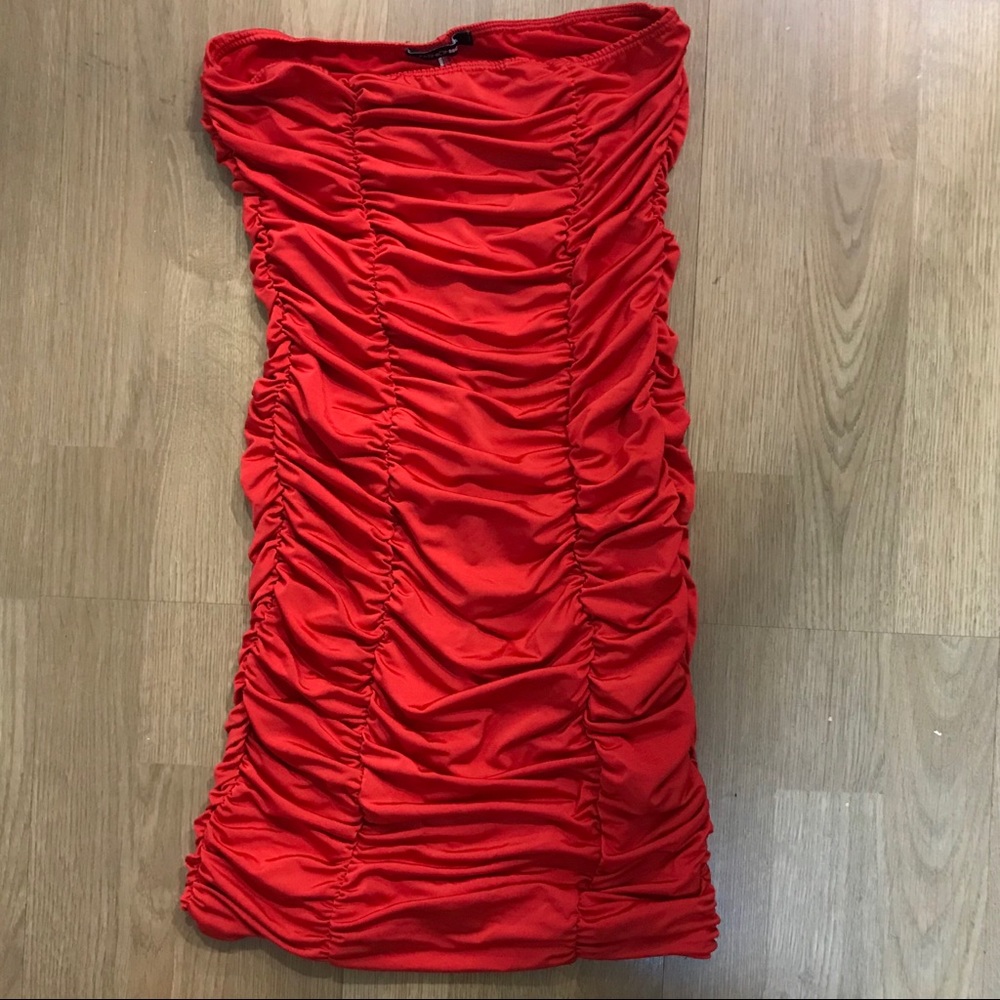 Red ruched dress